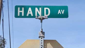 Hand Avenue Street Sign